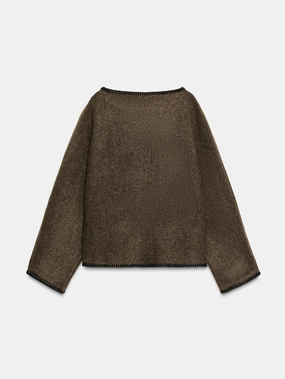 Zara Brown Cowl Neck Sweater with Contrast Trim